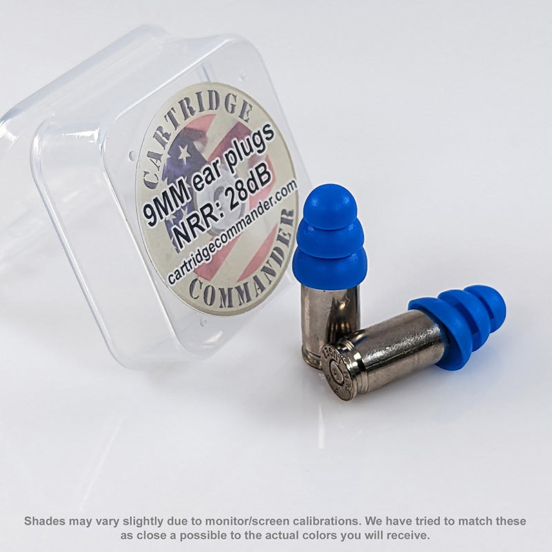 Real 9MM Bullet Earplugs Range Safety Gear-nickel casing-royal blue