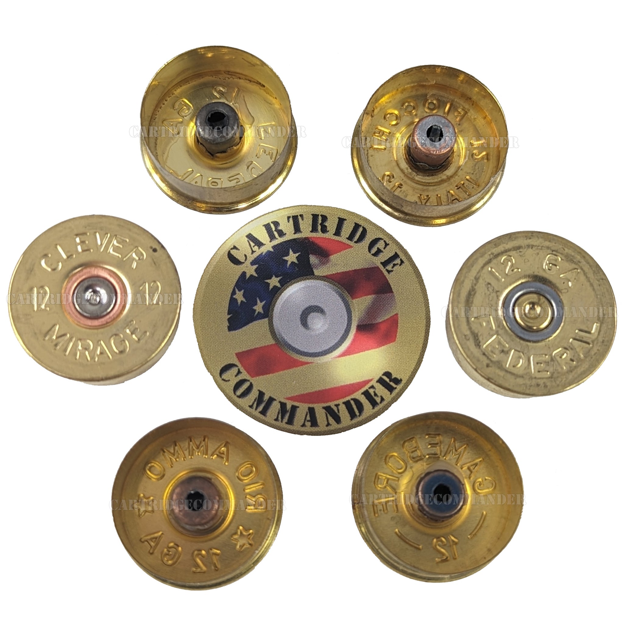 12 Gauge Shotgun Shell Headstamps End Caps  Mixed mfg BRASS/GOLD-colo –  Cartridge Commander