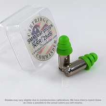 Load image into Gallery viewer, Real 9MM Bullet Earplugs Range Safety Gear-nickel casing-neon green