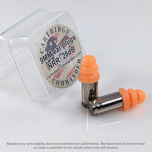 Load image into Gallery viewer, Real 9MM Bullet Earplugs Range Safety Gear-nickel casing-safety orange