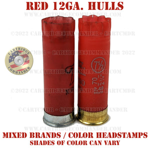 Empty 12 gauge shotgun shells / hulls, red