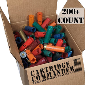 200-pack box of empty 12 gauge shotgun shells / hulls, mixed colors