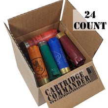 Load image into Gallery viewer, 24-pack box of empty 12 gauge shotgun shells / hulls, mixed colors