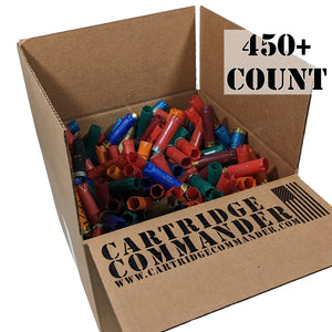 450-pack box of empty 12 gauge shotgun shells / hulls, mixed colors