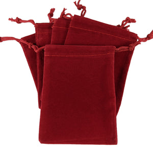 3 inch by 4 inch velvet drawstring gift bag pouches. Sold in packs of 25