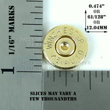 Load image into Gallery viewer, 45 ACP AUTO thin cut bullet slices heads for DIY bullet jewelry scale size