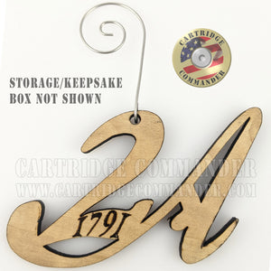 Second Amendment, 2A Christmas ornament on curled hanger - dated 1791, in a keepsake or gift box