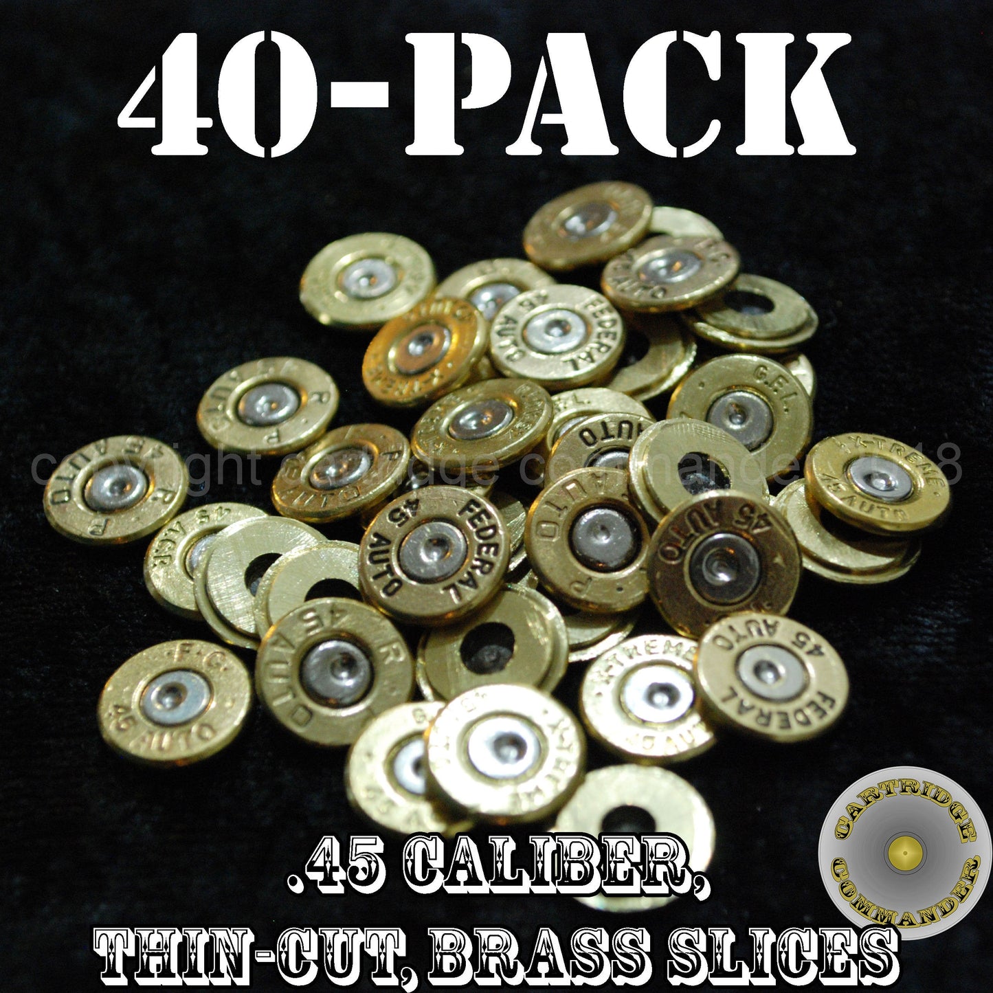 .45 ACP (Auto) brass thincut bullet slices, mix mfg, 40-pack