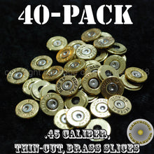Load image into Gallery viewer, .45 ACP (Auto) brass thincut bullet slices, mix mfg, 40-pack