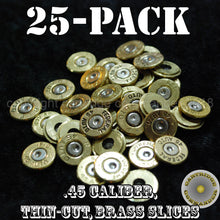 Load image into Gallery viewer, .45 ACP (Auto) brass thincut bullet slices, mix mfg, 25-pack