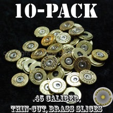 Load image into Gallery viewer, .45 ACP (Auto) brass thincut bullet slices, mix mfg, 10-pack