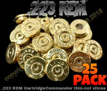 Load image into Gallery viewer, .223 REM/5.56 NATO brass thincut bullet slices, mix mfg, 25-pack
