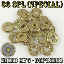 Load image into Gallery viewer, .38 SPL (Special) brass thincut bullet slices, mix mfg, 25-pack