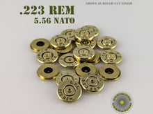 Load image into Gallery viewer, .223 REM/5.56 NATO brass thincut bullet slices, mix mfg, 10-pack