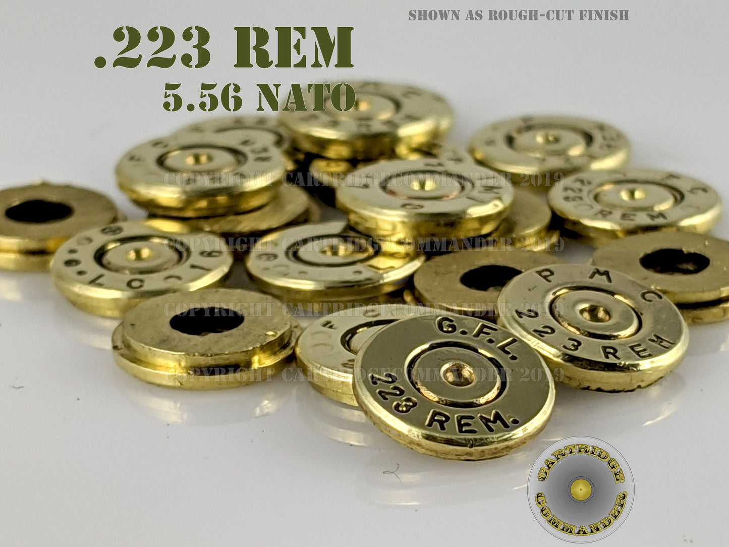 .223 REM/5.56 NATO brass thincut bullet slices, mix mfg, 10-pack